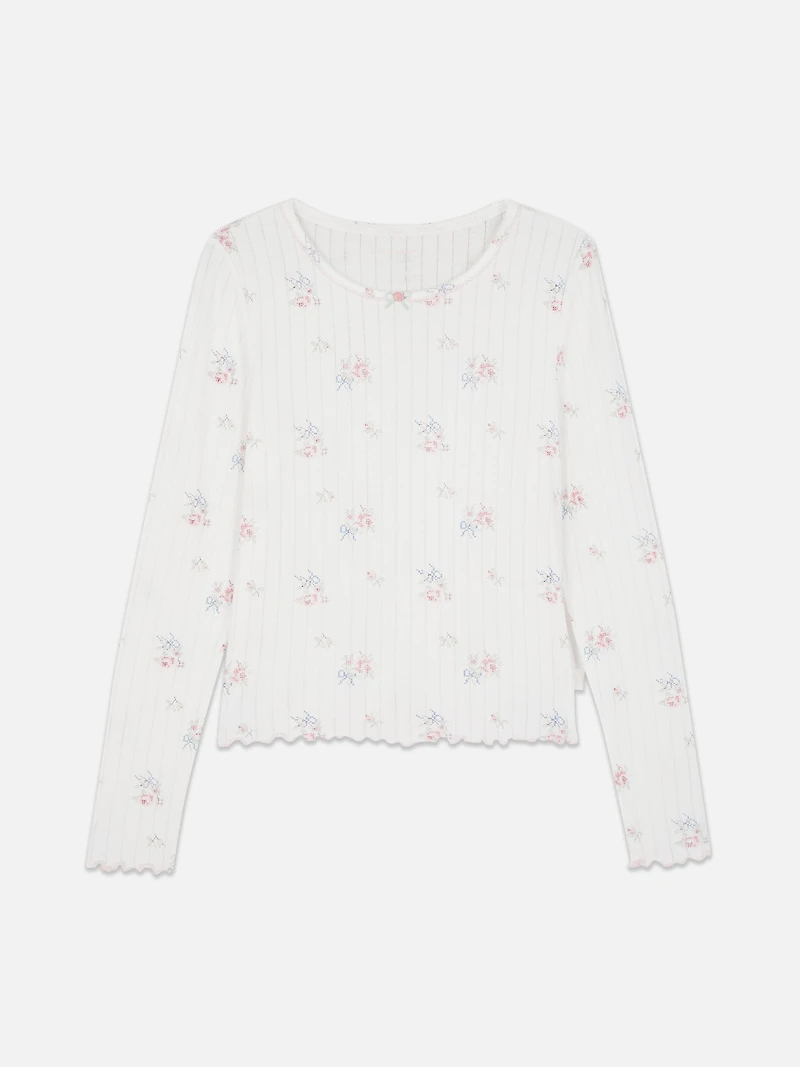 Floral Pointelle Pajama Top