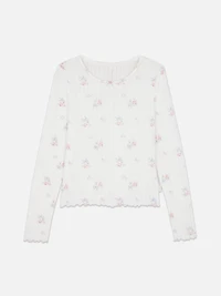 Floral Pointelle Pajama Top
