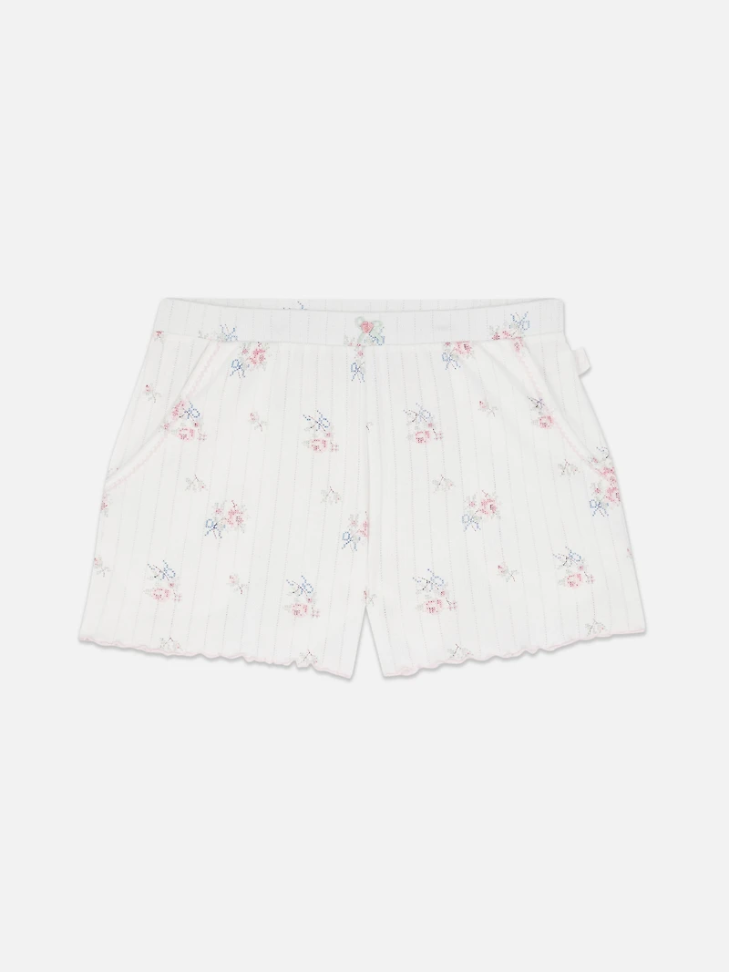 Floral Pointelle Pajama Shorts