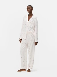 Women's Pink Twill Boyfriend Pajama Set