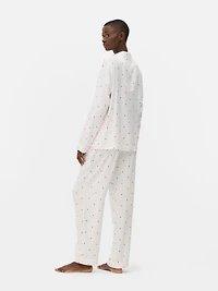 Women's Pink Twill Boyfriend Pajama Set