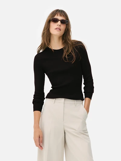 Ribbed Crew Neck Sweater