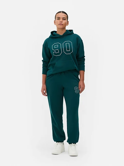 Women's Dark Green Cuffed Printed Sweatpants