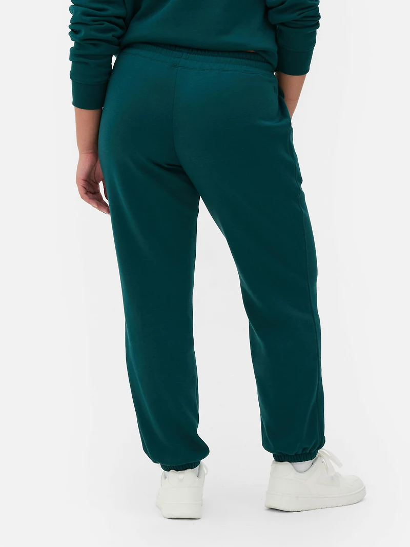 Women's Dark Green Cuffed Printed Sweatpants