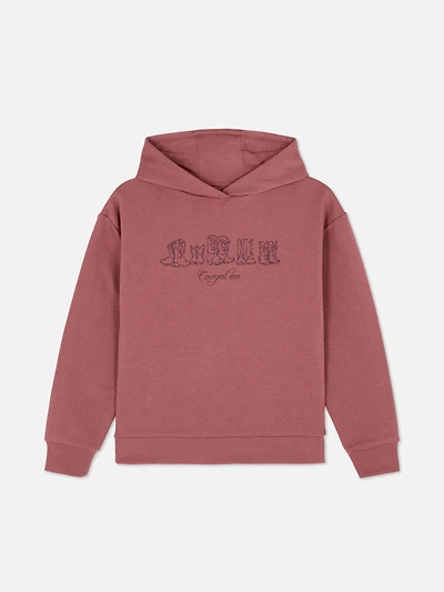 Girls Dark Pink 7-14yrs | Printed Pullover Hoodie