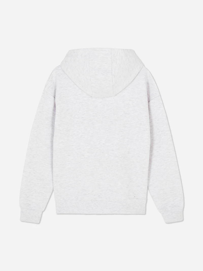 Girls Gray Heather 7-14yrs | Printed Pullover Hoodie