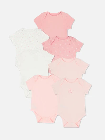Baby Girls Pink 0-36mths | 7pk Short Sleeve Bodysuits