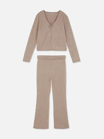 7-15yrs | V-Neck Cardigan and Leggings Set