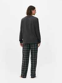 Checked Jersey Long Pajamas