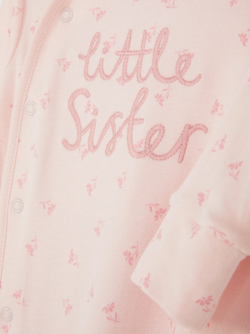 0-24mths | Little Sister Wrap-Front Sleepsuit