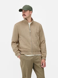 Faux Suede High-Neck Jacket