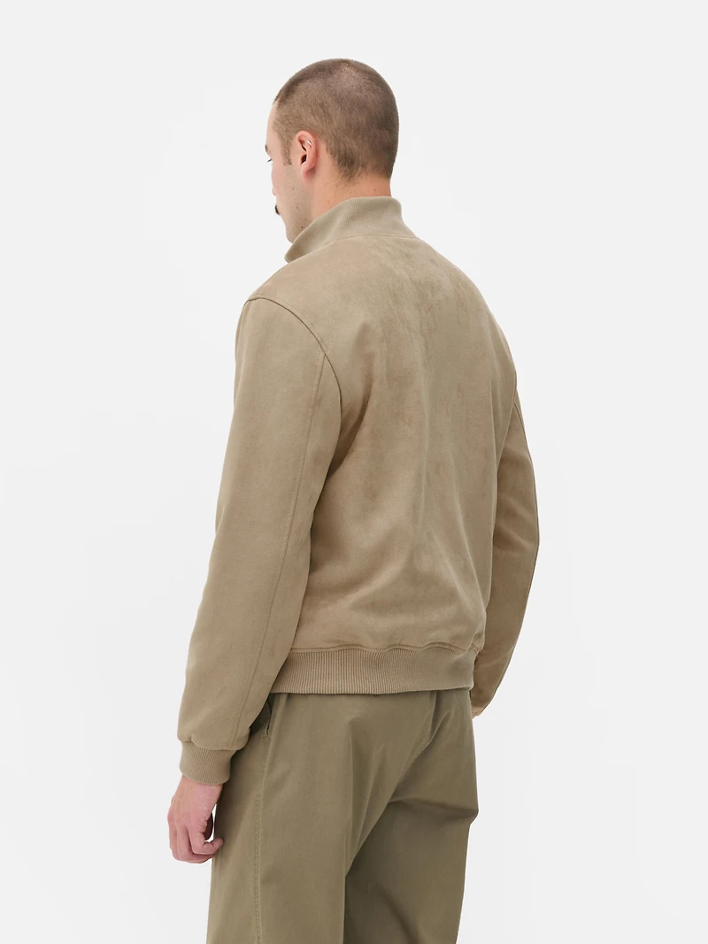 Faux Suede High-Neck Jacket