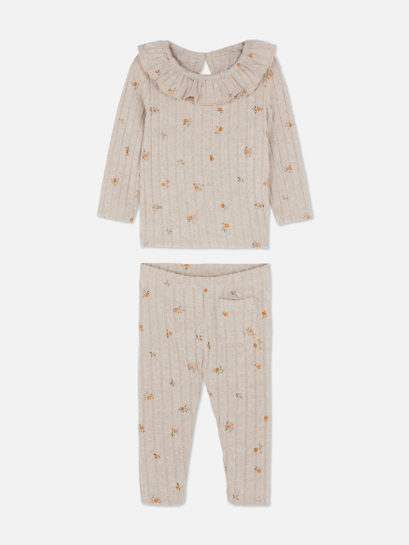 0-36mths | Ribbed Long Sleeve T-Shirt and Leggings Set