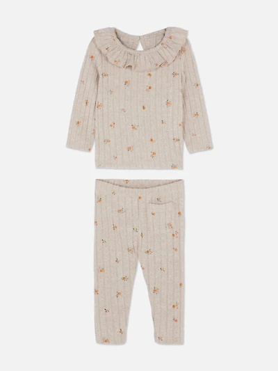 0-36mths | Ribbed Long Sleeve T-Shirt and Leggings Set