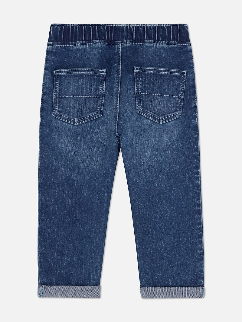 Turn-Up Stretch Waist Jeans