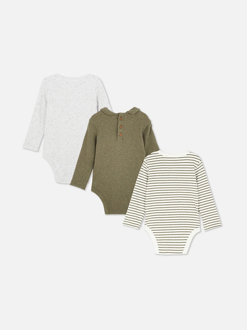 0-18mths | 3pk Room to Grow Long Sleeve Newborn Bodysuits