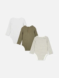 0-18mths | 3pk Room to Grow Long Sleeve Newborn Bodysuits