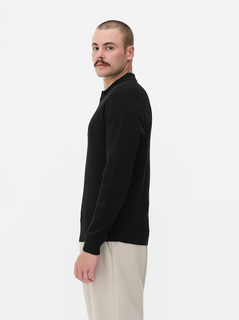 Ribbed Polo Sweater