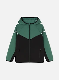 Boys Green Hooded Zip Jacket