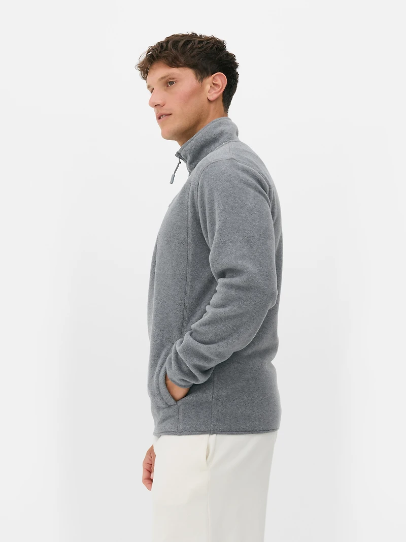 Men's Gray Heather Quarter Zip Fleece Sweatshirt