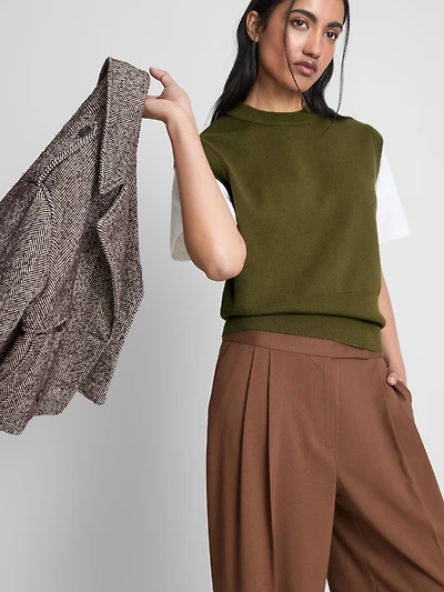 Women's Green 2 1 Knitted Vest Top