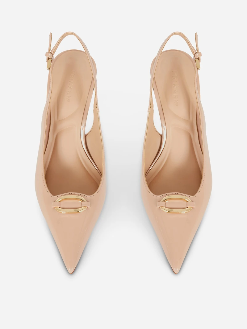Metal Detail Slingback Heels