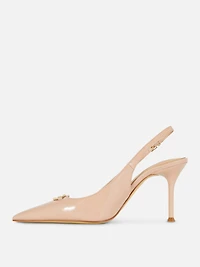 Metal Detail Slingback Heels