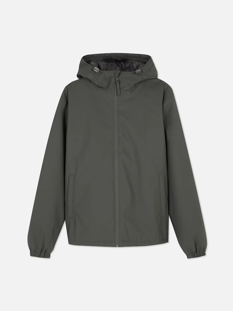 Men's Charcoal Hooded Waterproof Rain Coat