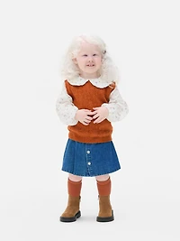 0-36mths | 2-in-1 Sweater, Blouse and Denim Skirt Set