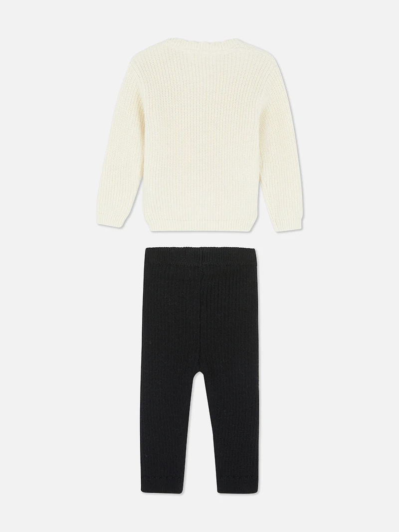 0 –36mths | Ribbed Bow Top And Pants Set