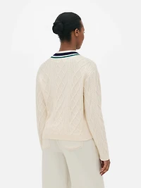 Collegiate Cable-Knit Sweater