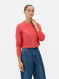 Cropped Crew Neck Cardigan