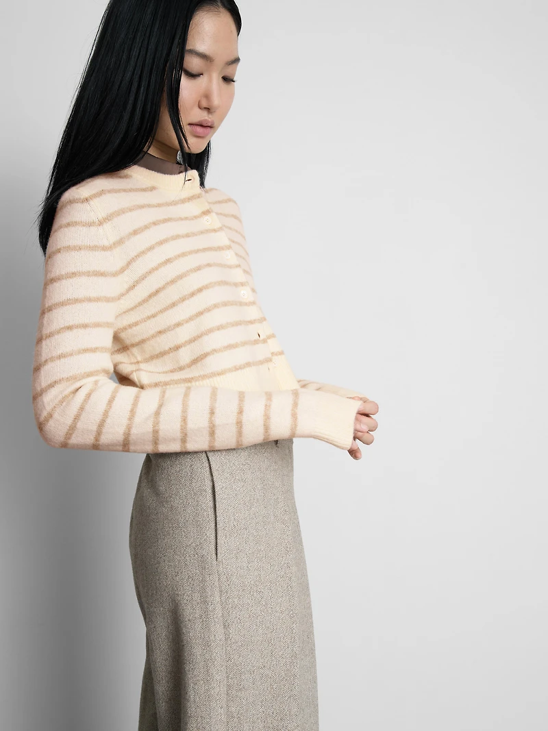 Cropped Crew Neck Cardigan