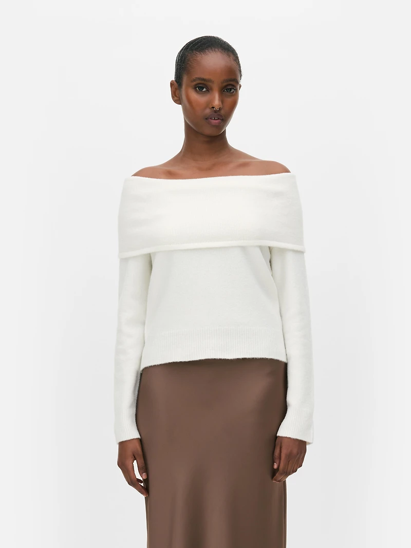 Knitted Off-the-Shoulder Sweater