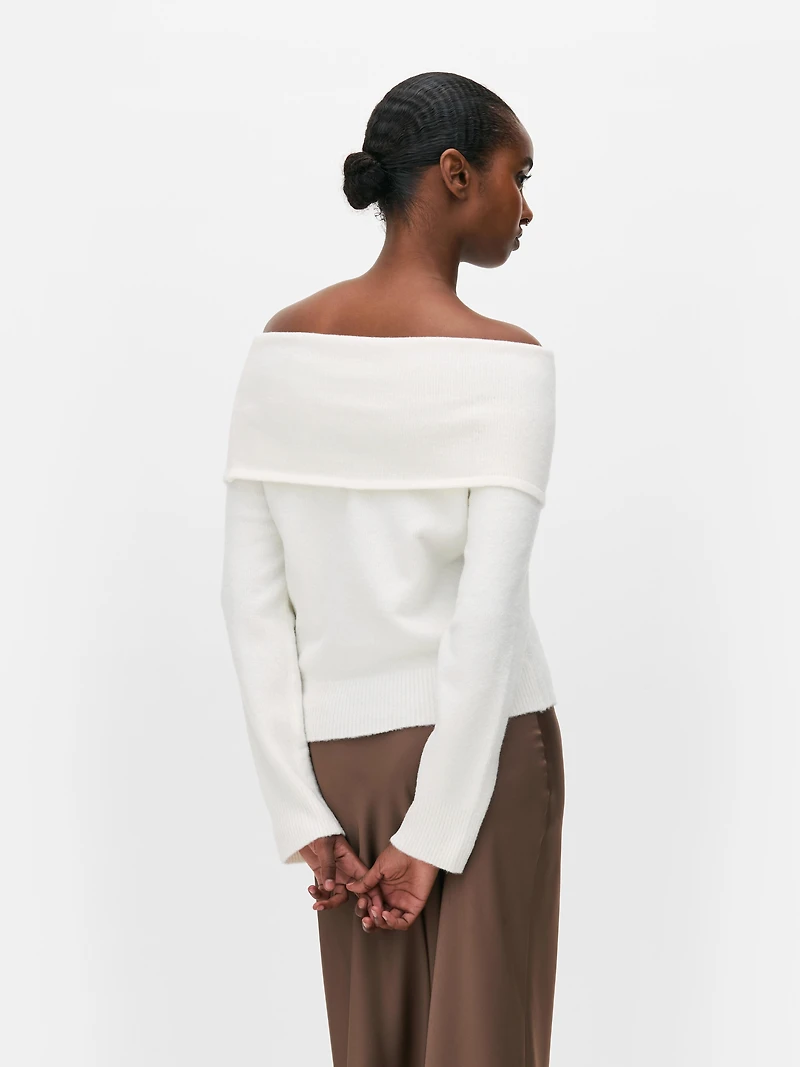 Knitted Off-the-Shoulder Sweater