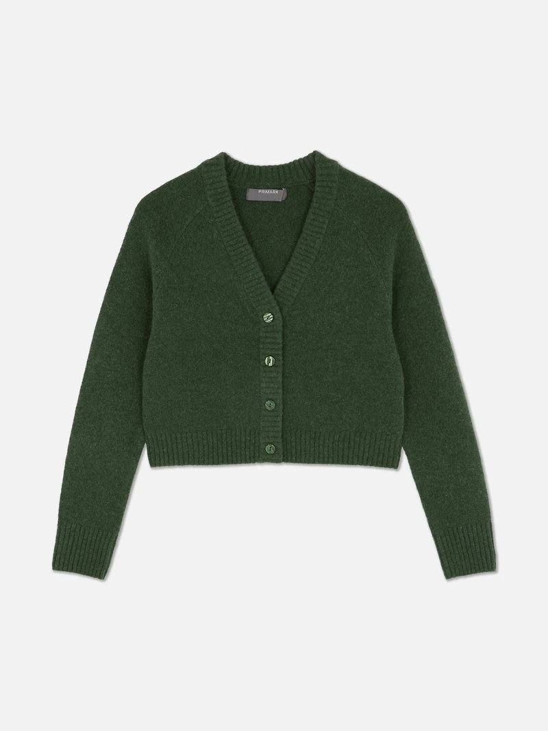 Cropped V-Neck Cardigan