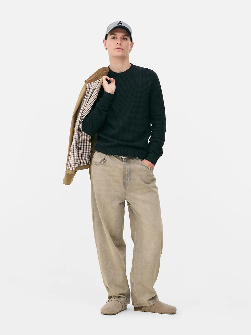 Textured Crew Neck Sweater