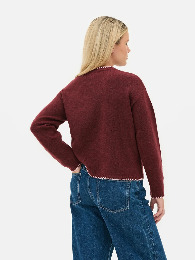 Contrast Stitch Knitted Sweater