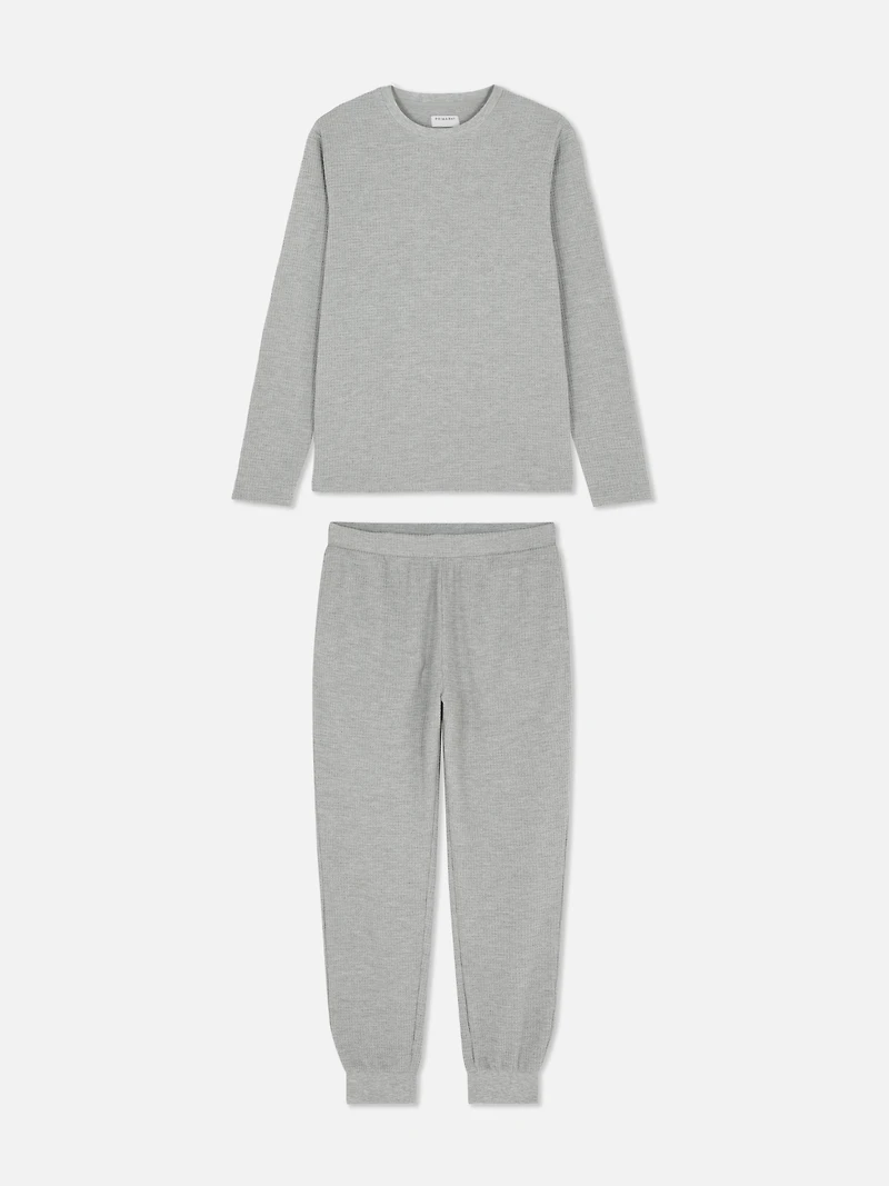 Waffle Texture Long Pajamas