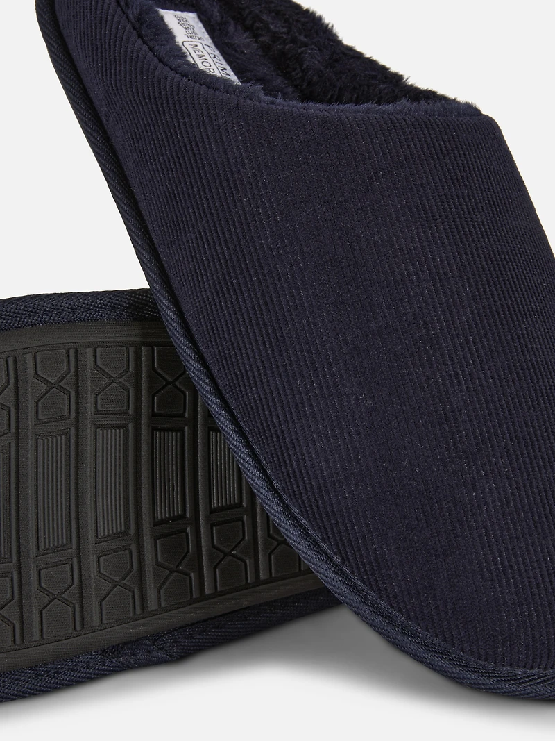 Men's Navy Corduroy Mule Slippers