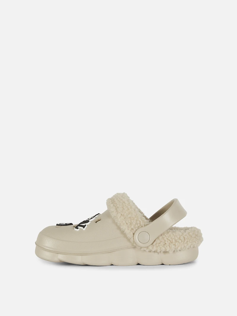 Football Faux Fur Lined Slipper Clogs