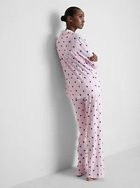 Women's Pink Disney Printed Boyfriend Pajama Set