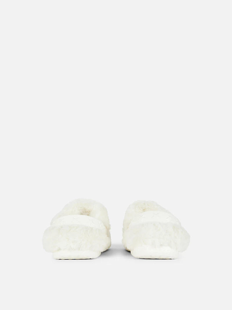 Bow Faux Fur Lined Clog Slippers