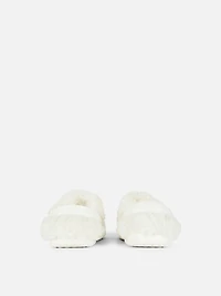 Bow Faux Fur Lined Clog Slippers