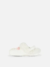 Bow Faux Fur Lined Clog Slippers