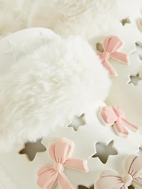 Bow Faux Fur Lined Clog Slippers