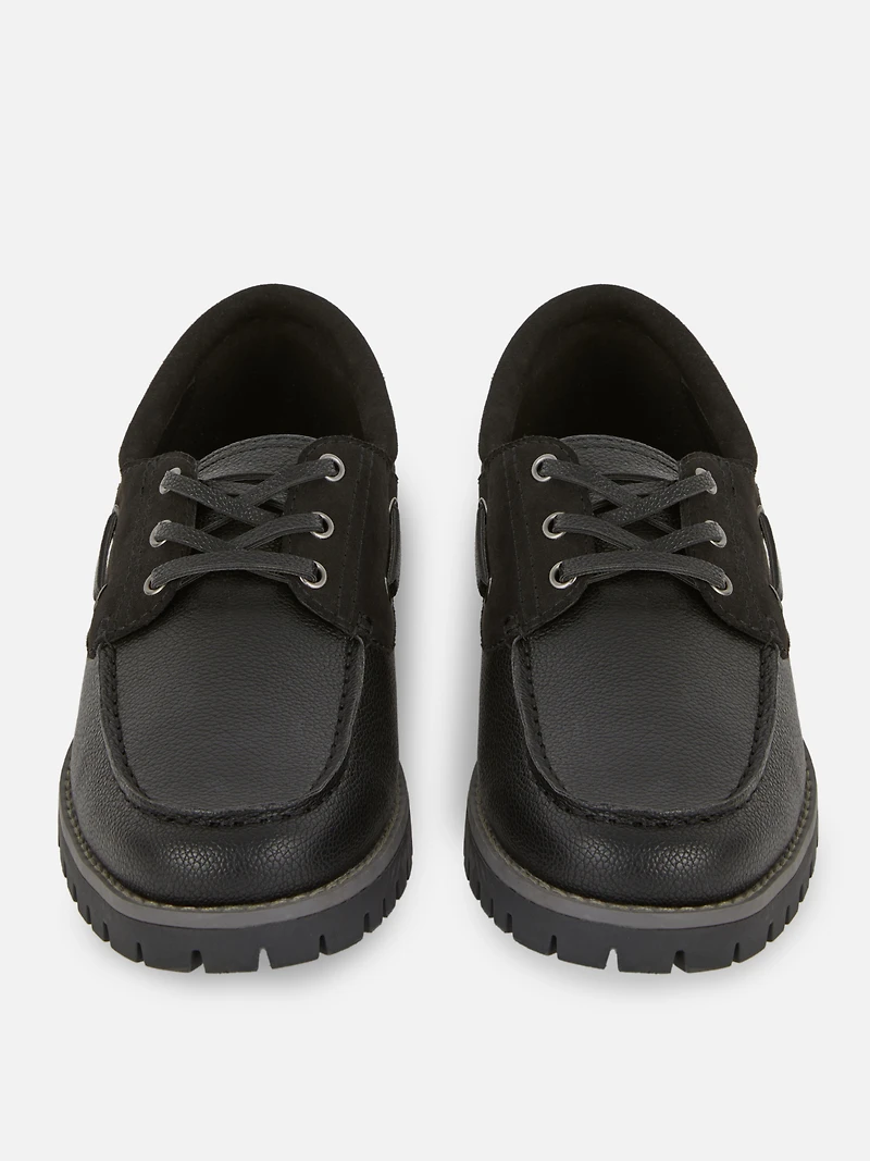 Faux Leather Chunky Boat Shoe