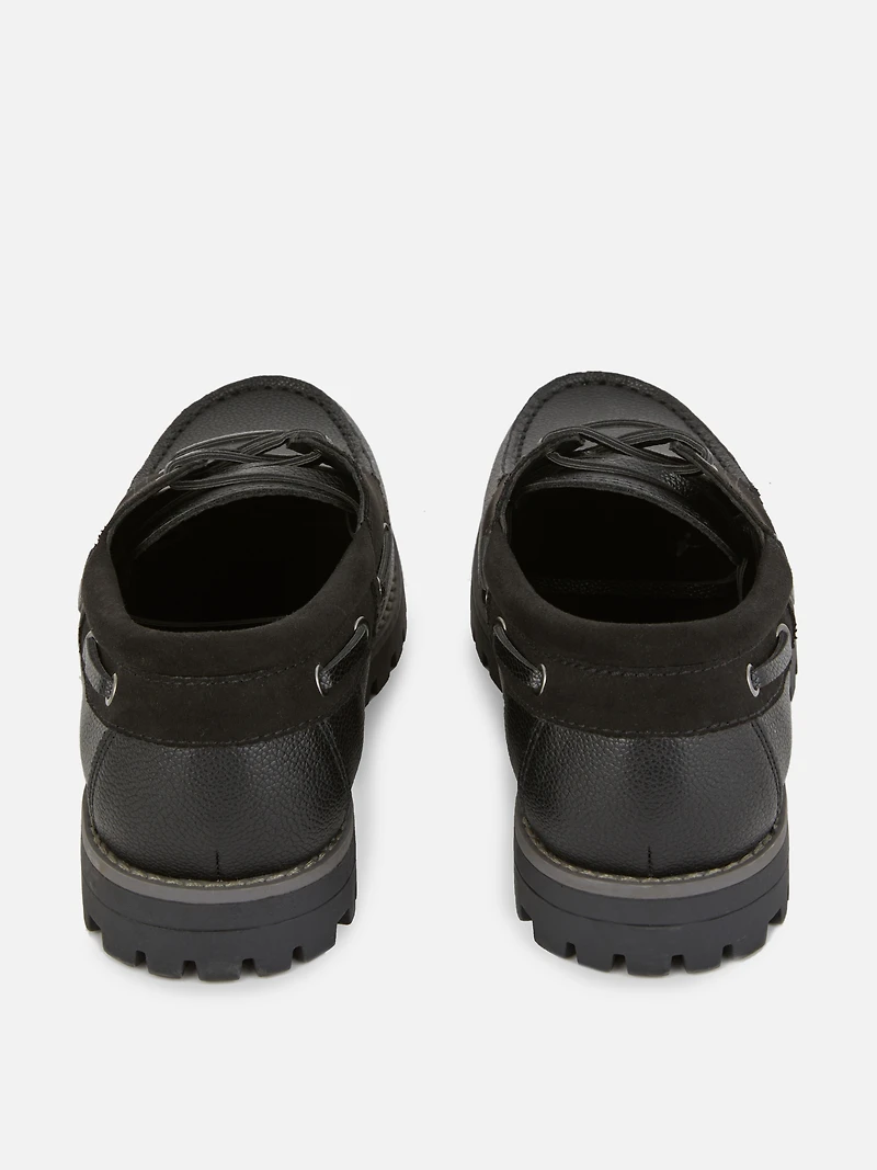 Faux Leather Chunky Boat Shoe