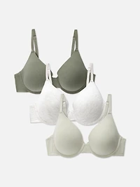 Women's Olive 3pk Full Coverage Cotton Bras