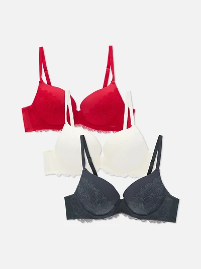3-Pack Lace Push Up Bras